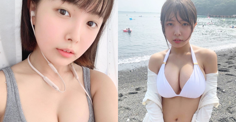 你跟我說這高中生？「清純JK」發育過剩　海邊戲水大爆乳！